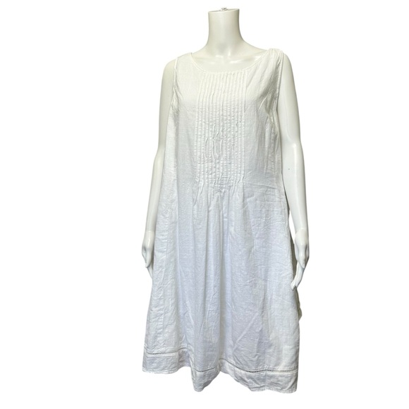 Old Navy White Cotton Pintuck Pleated Midi Dress Lined XXL - Picture 5 of 8